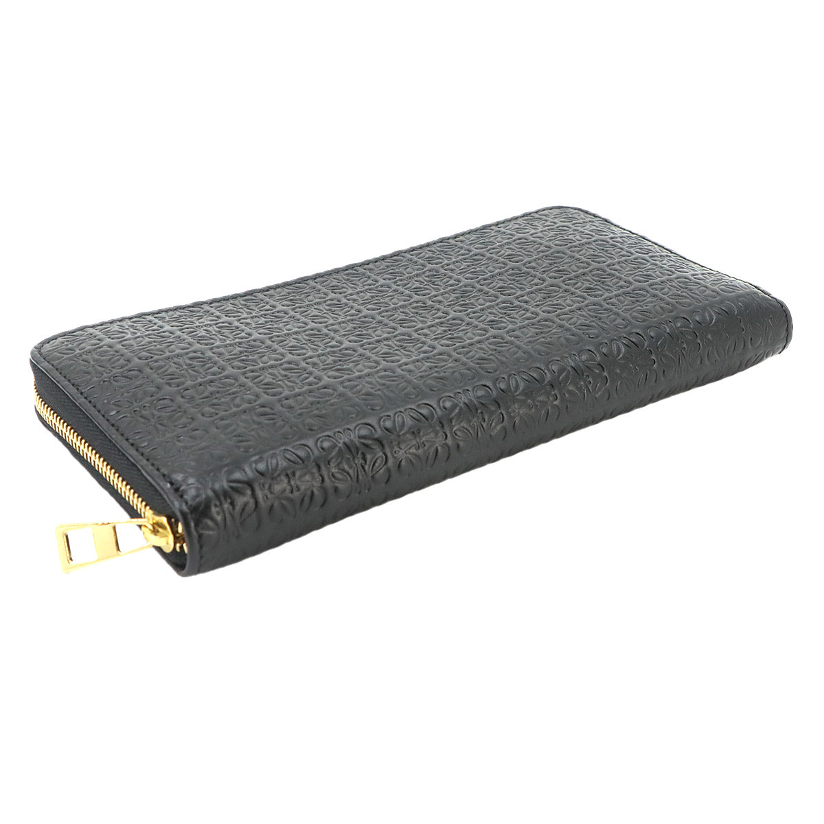 Repeat Anagram Zip Around Long Wallet Black Leather