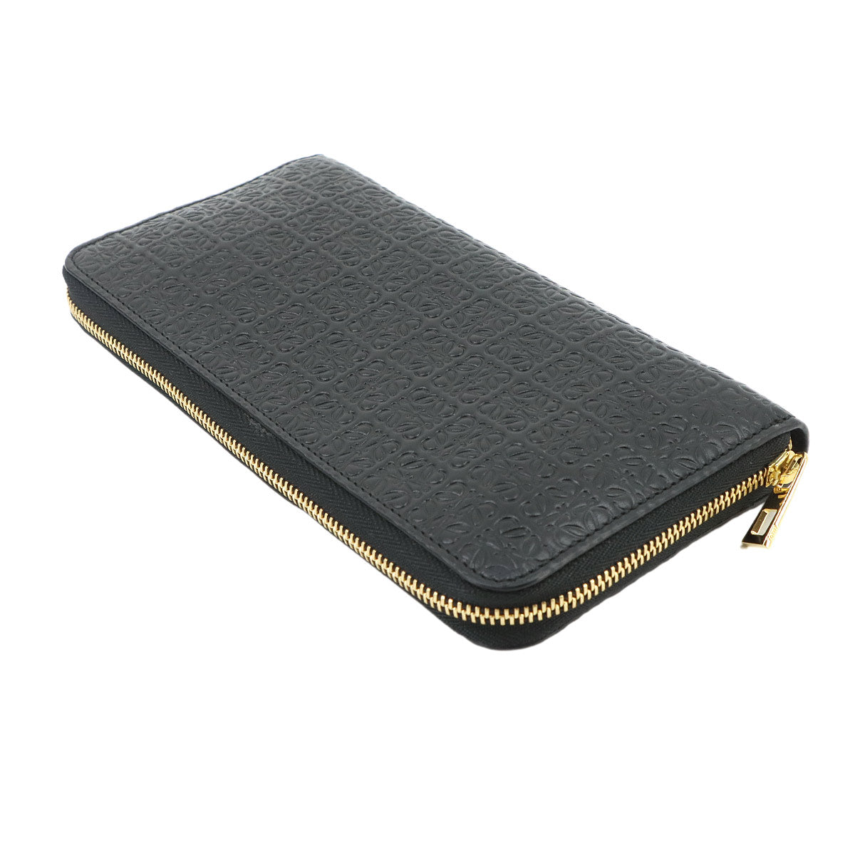 Repeat Anagram Zip Around Long Wallet Black Leather