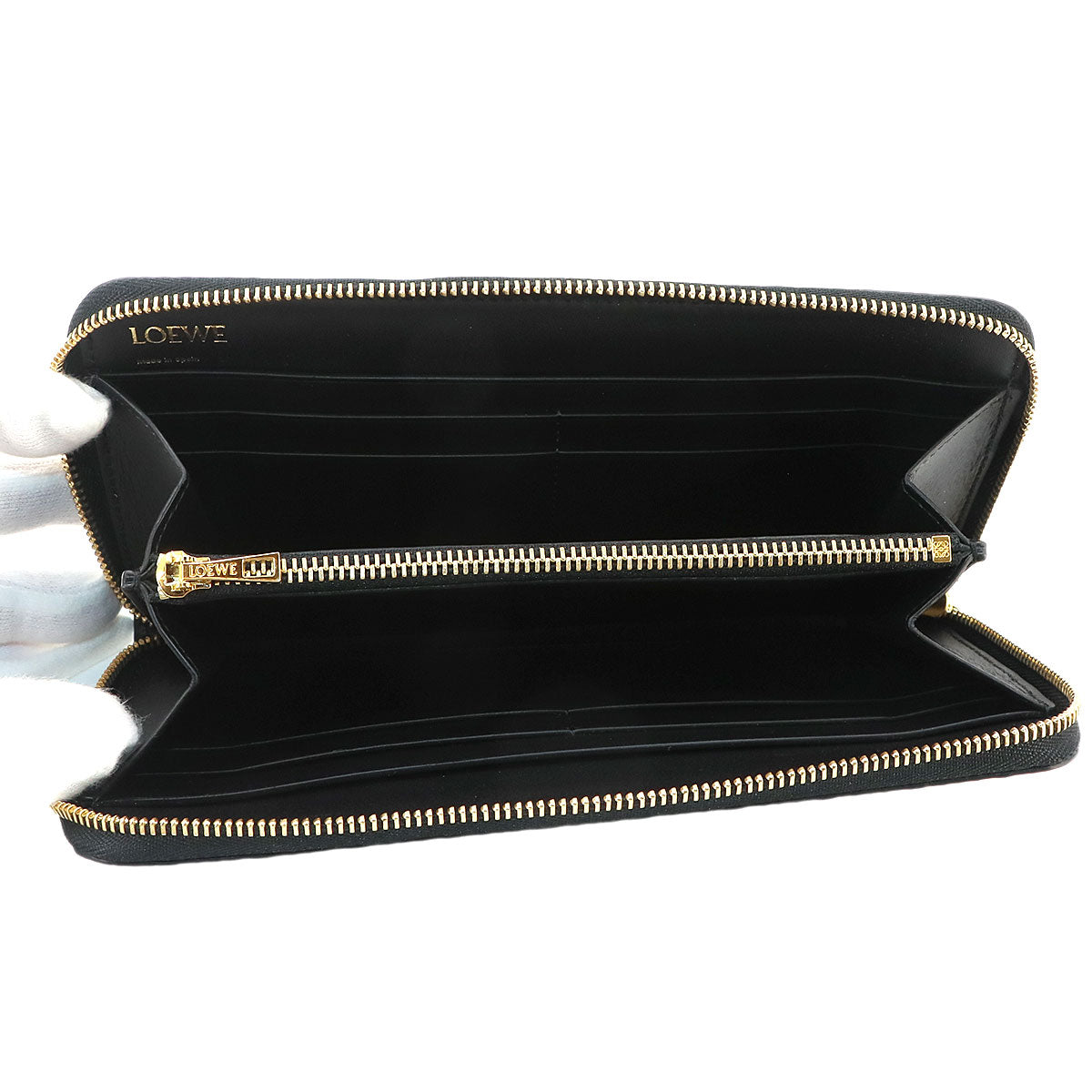 Repeat Anagram Zip Around Long Wallet Black Leather