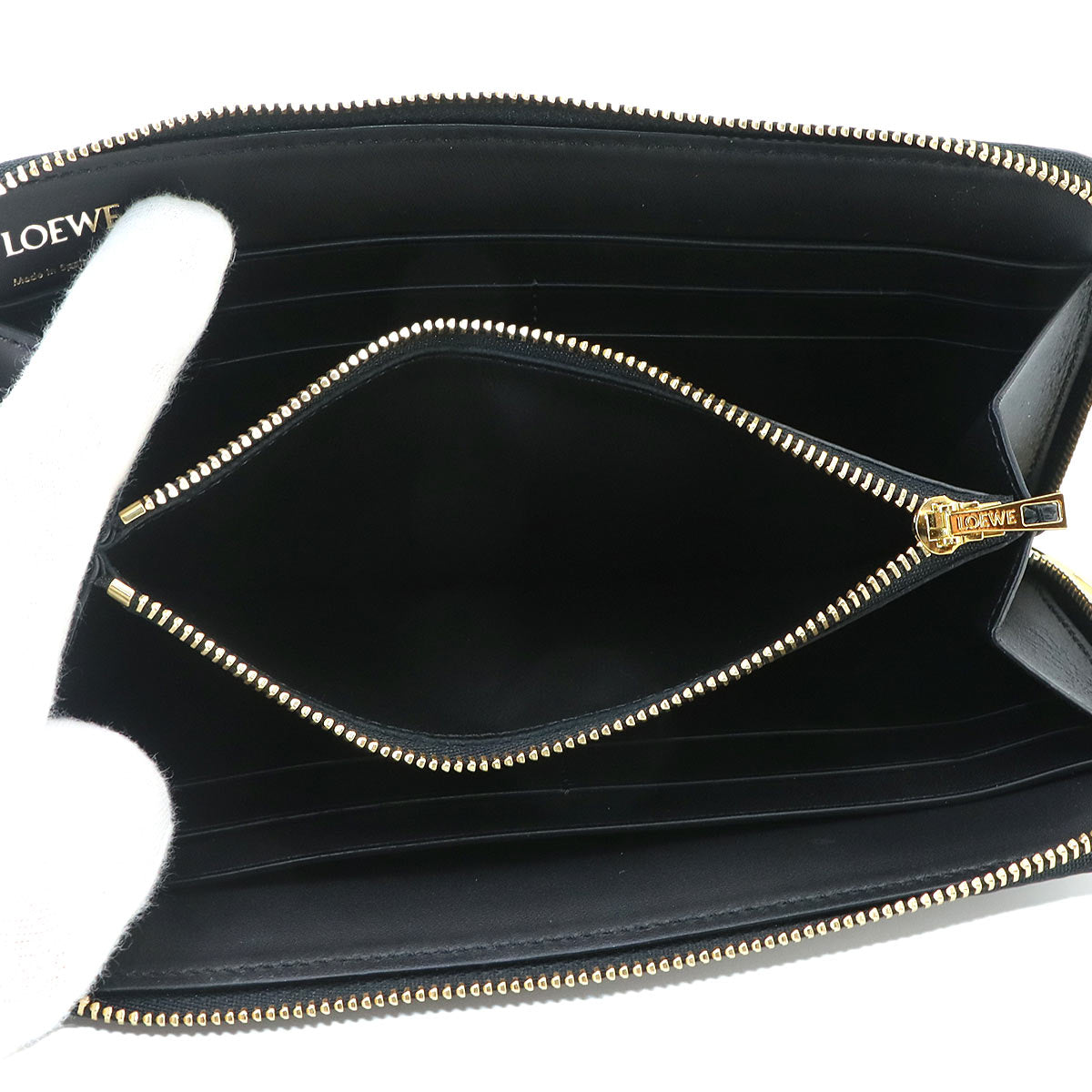 Repeat Anagram Zip Around Long Wallet Black Leather