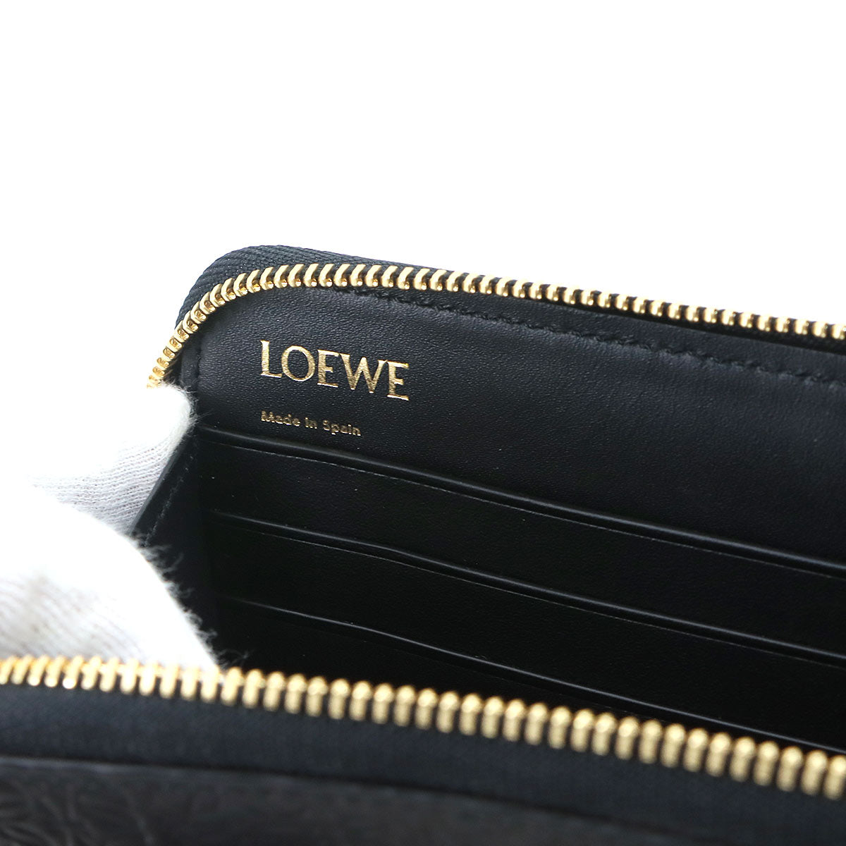 Repeat Anagram Zip Around Long Wallet Black Leather