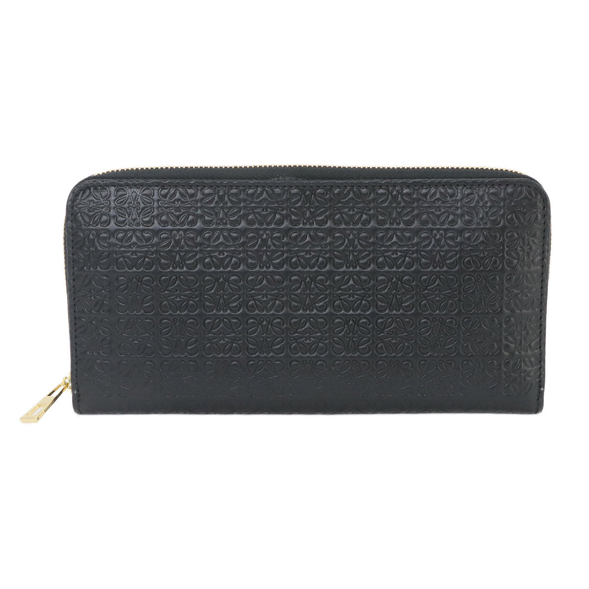 Repeat Anagram Zip Around Long Wallet Black Leather