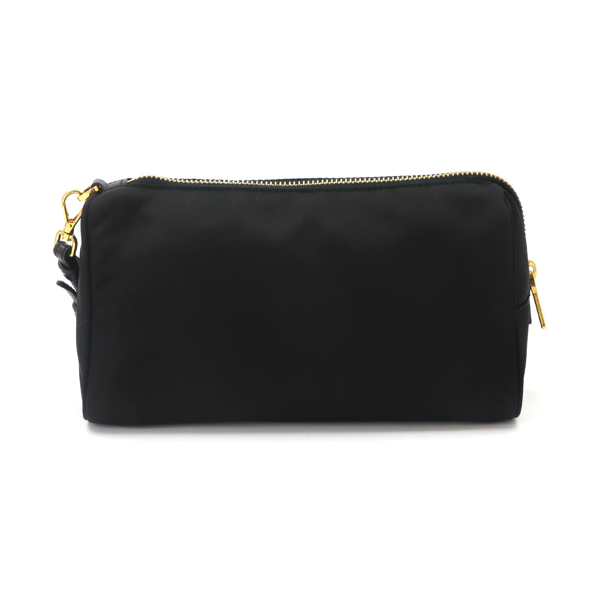 Pouch Nylon Saffiano Leather Black Gold Hardware Pouch