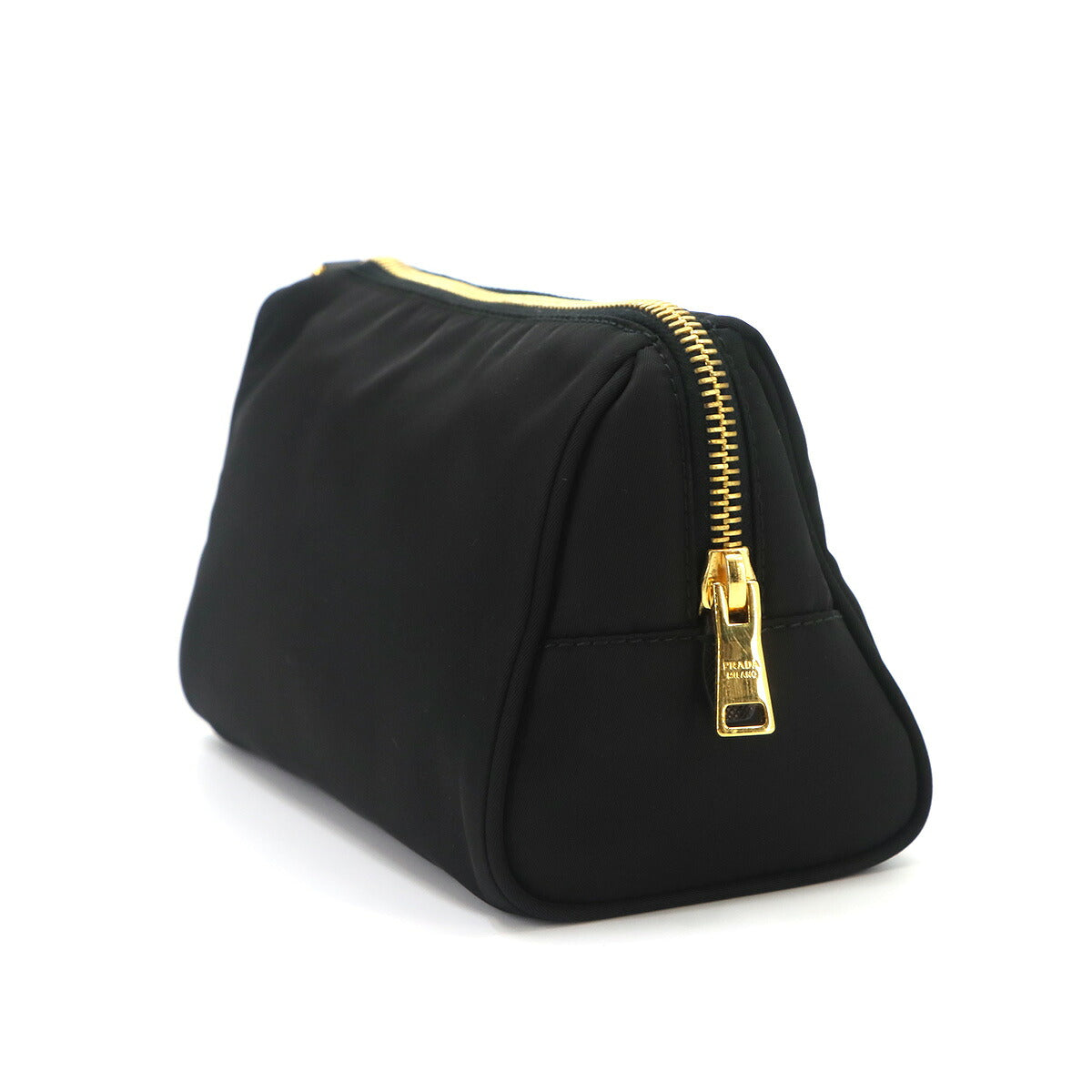 Pouch Nylon Saffiano Leather Black Gold Hardware Pouch