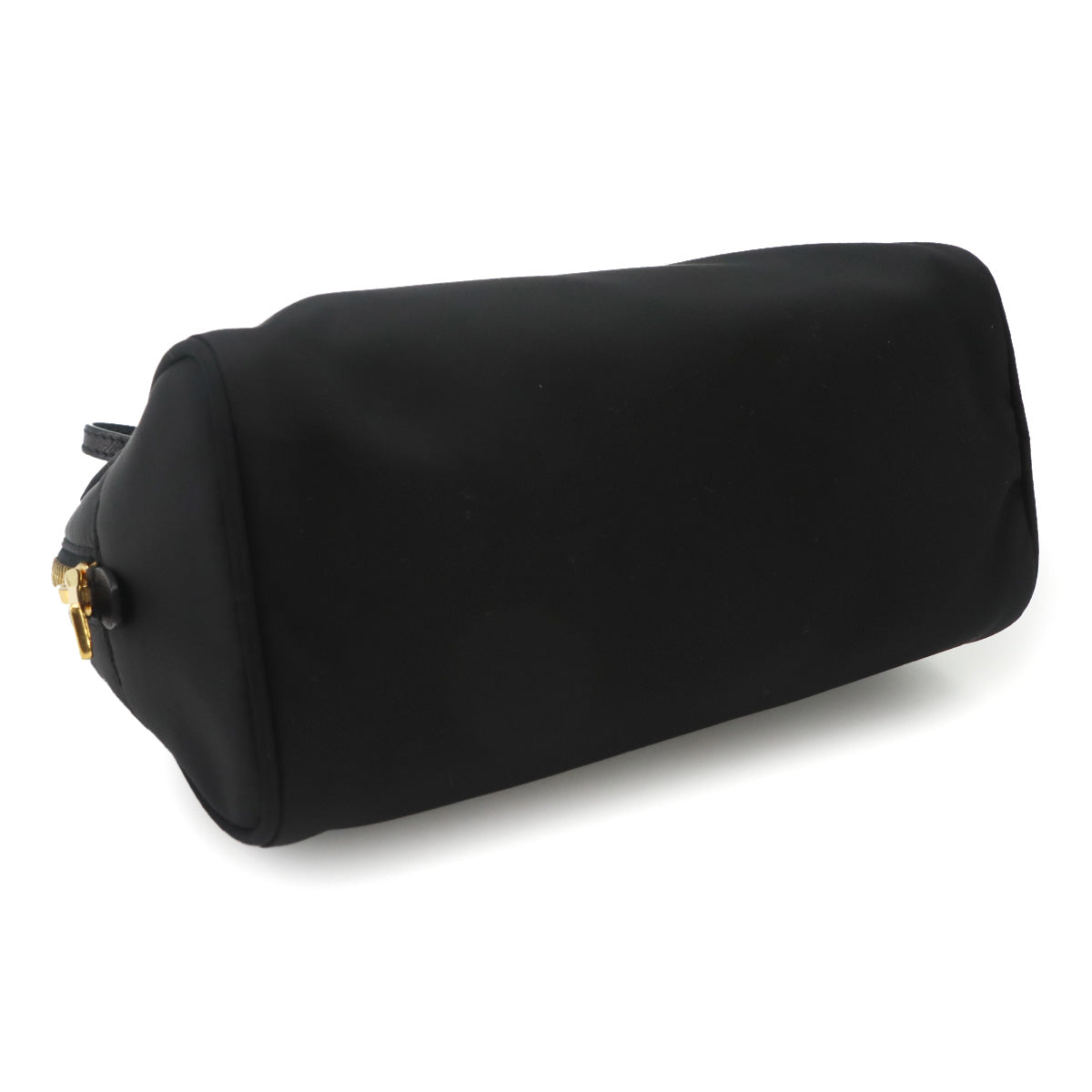 Pouch Nylon Saffiano Leather Black Gold Hardware Pouch