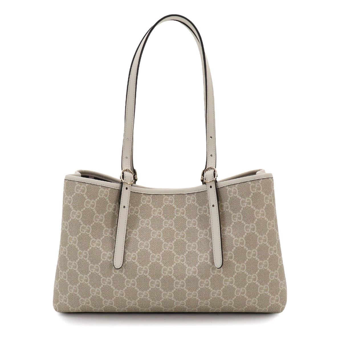 GG Emblem Medium Tote Shoulder Bag PVC Leather Beige 815214
