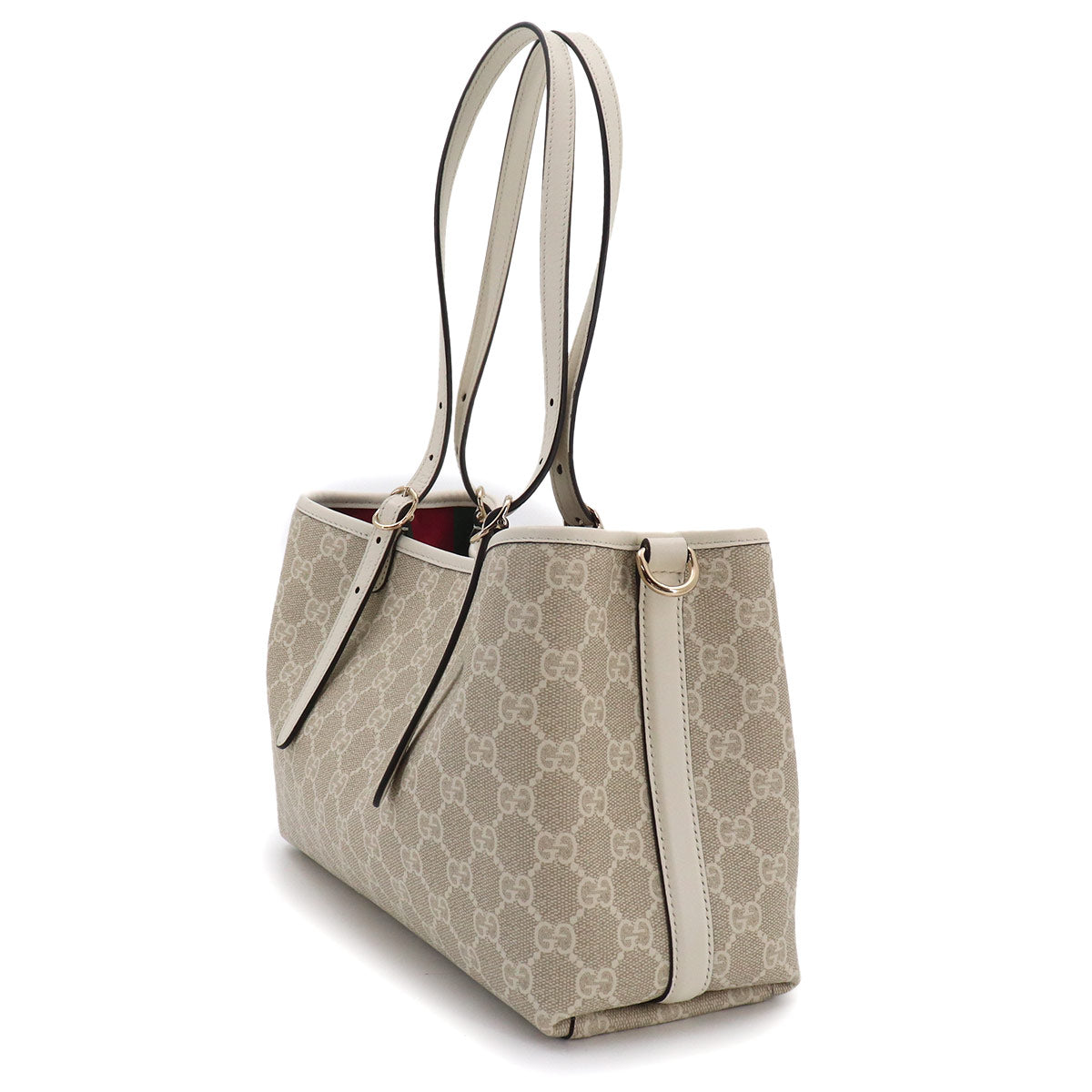GG Emblem Medium Tote Shoulder Bag PVC Leather Beige 815214