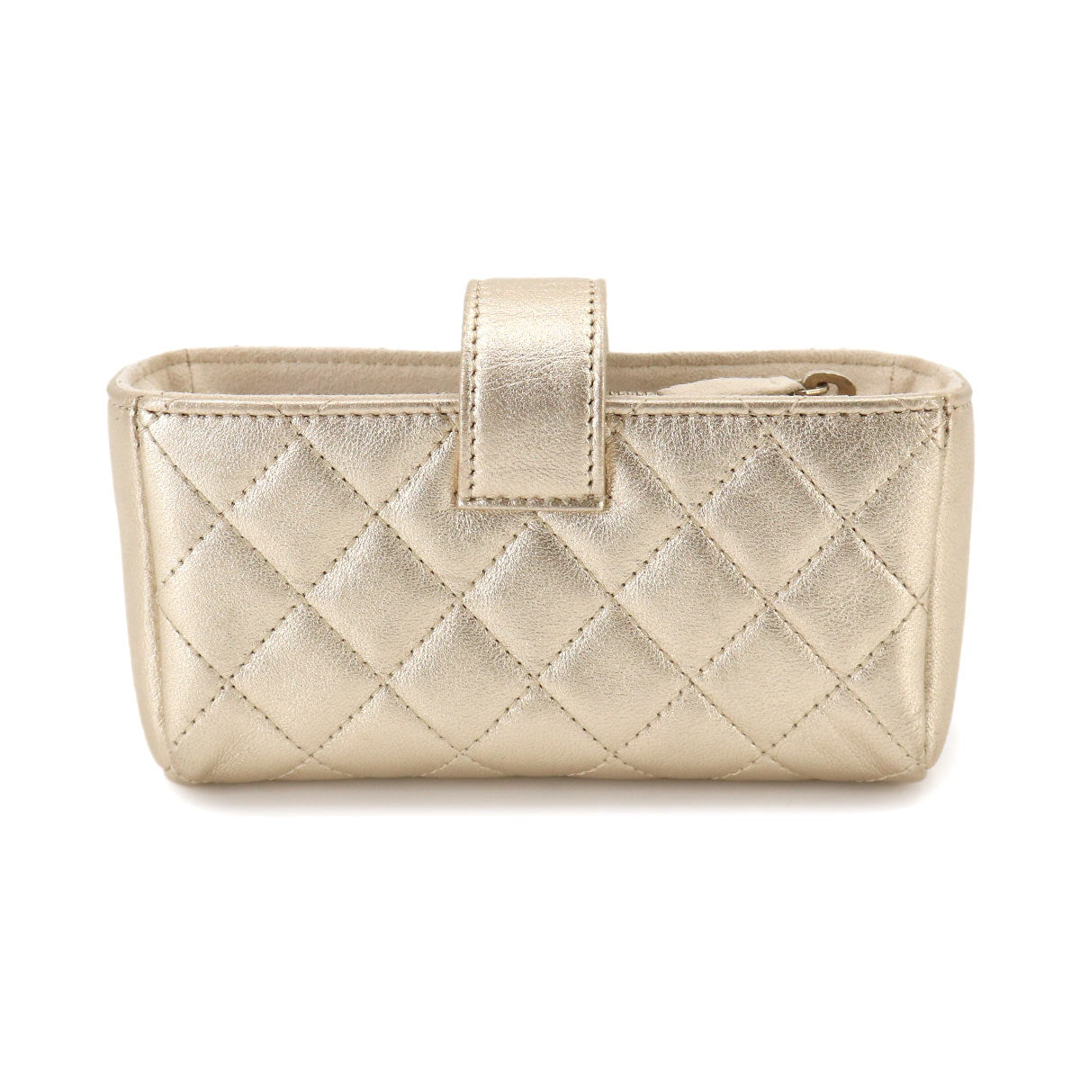 Matelasse Pouch Leather Gold Purse