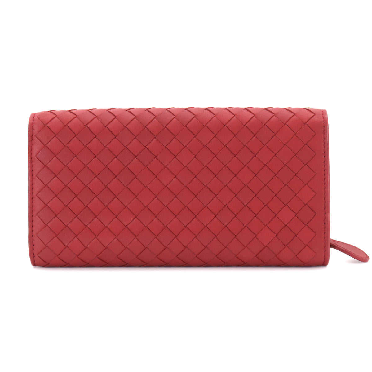 Intrecciato Long Wallet Leather Red Purse