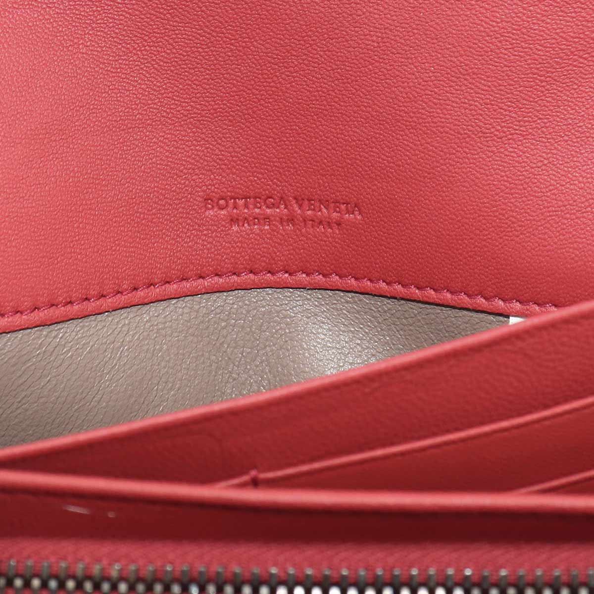 Intrecciato Long Wallet Leather Red Purse