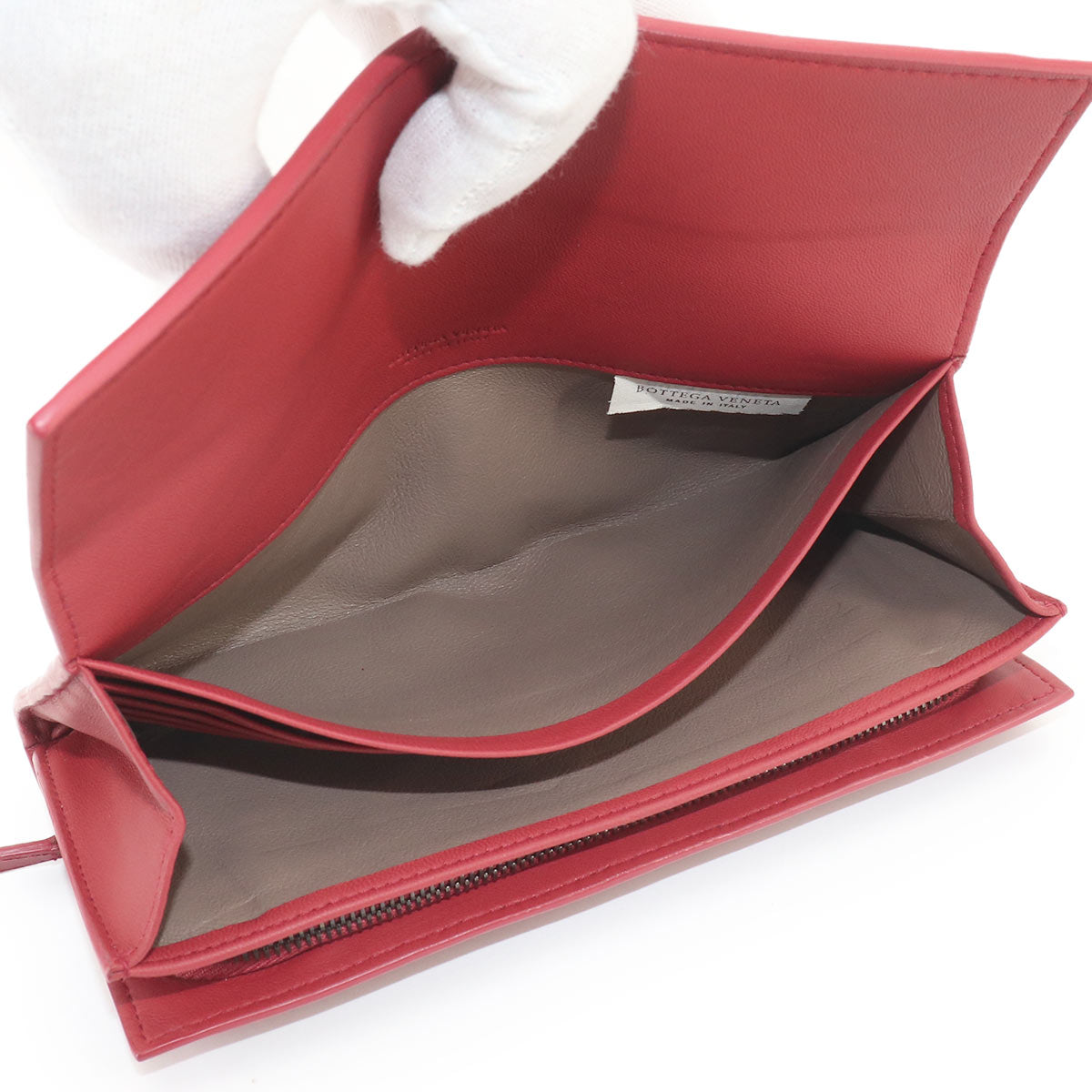 Intrecciato Long Wallet Leather Red Purse