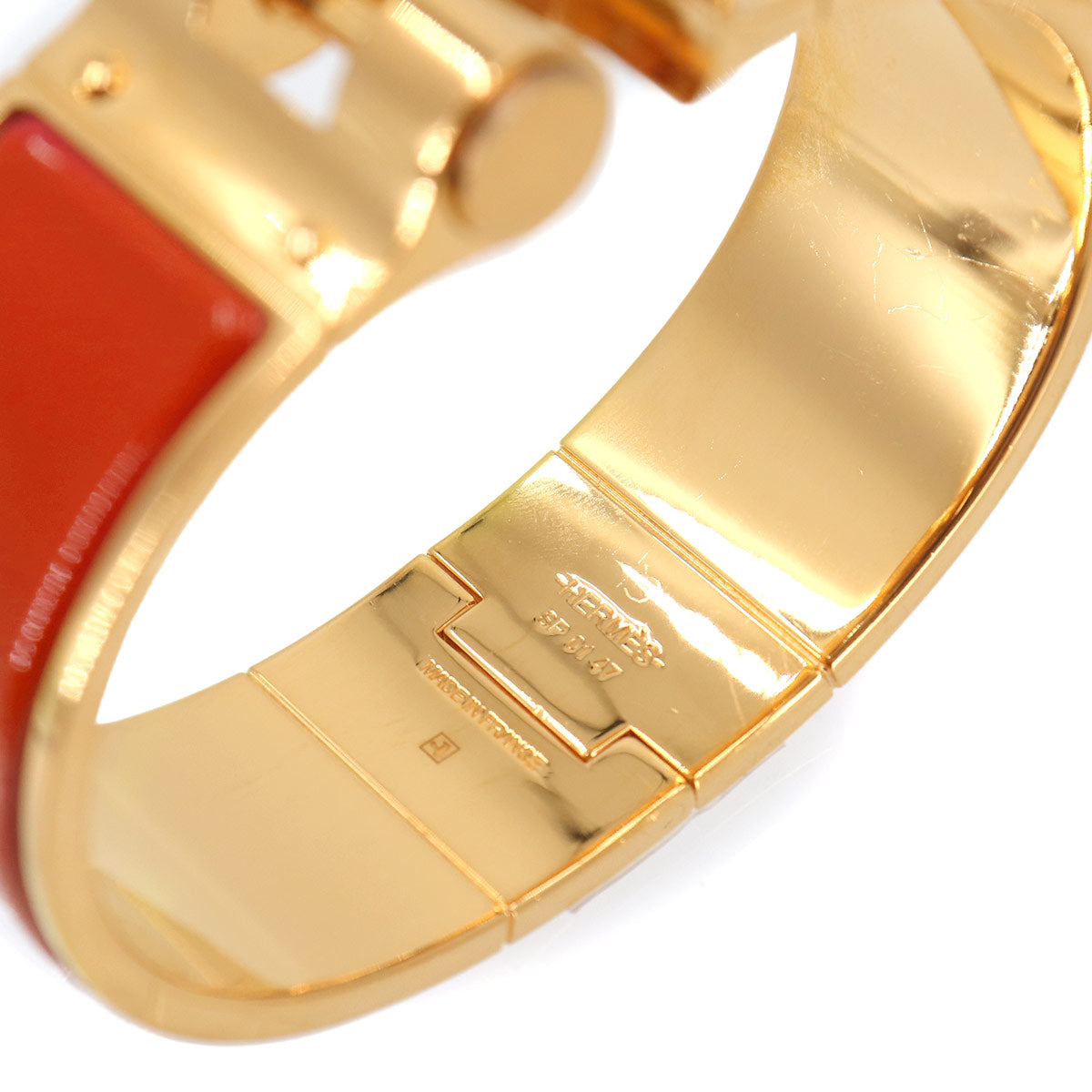 Charniere GM Bracelet Bangle Gold Rouge Vif