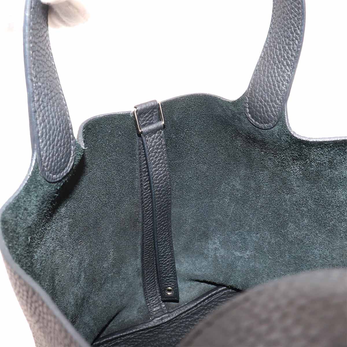 Picotin Lock MM Hand Bag Taurillon Clemence Black Purse