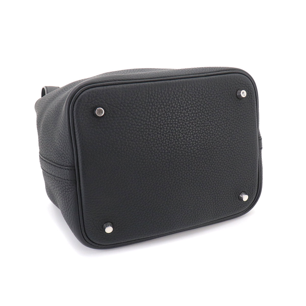 Picotin Lock MM Hand Bag Taurillon Clemence Black Purse