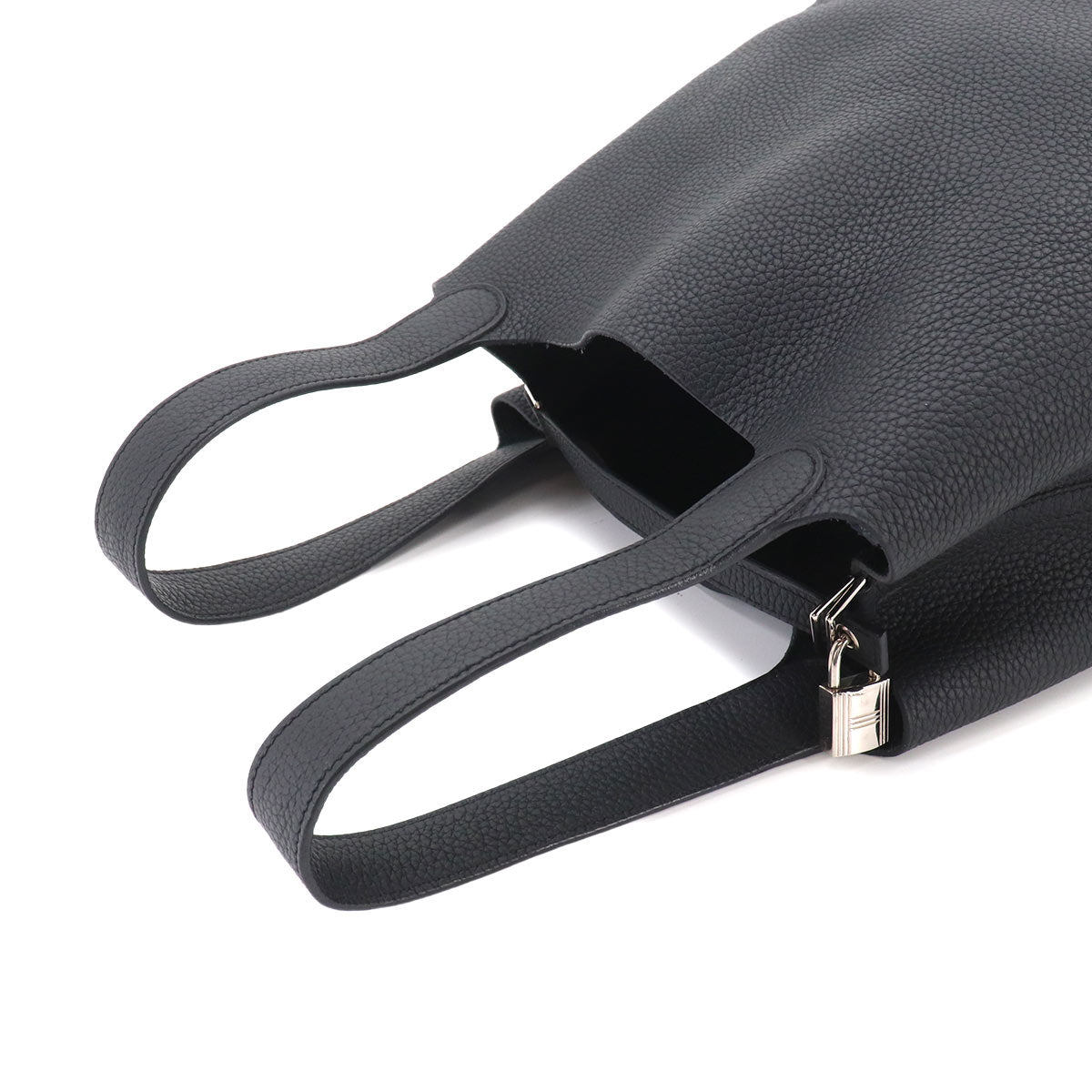 Picotin Lock MM Hand Bag Taurillon Clemence Black Purse