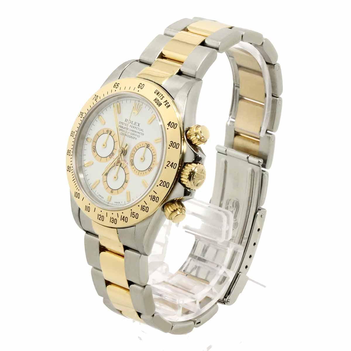 ROLEX Daytona 16523 Serial W 750 YG White Dial Mens Watch