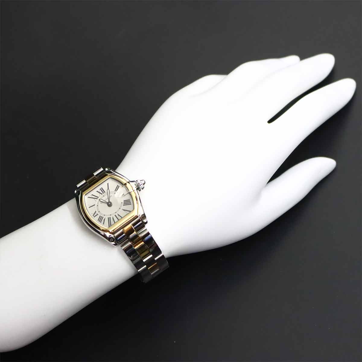 Roadster SM W62026Y4 Date K18YG Quartz Silver Dial Ladies