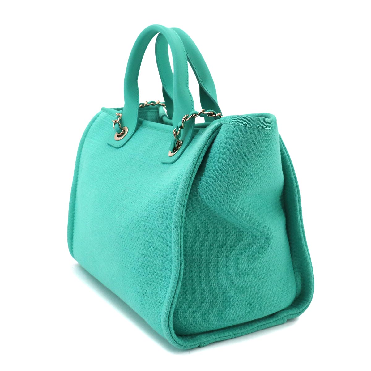 Deauville Small Shopping Tote Chain Shoulder Bag Blue AS3257