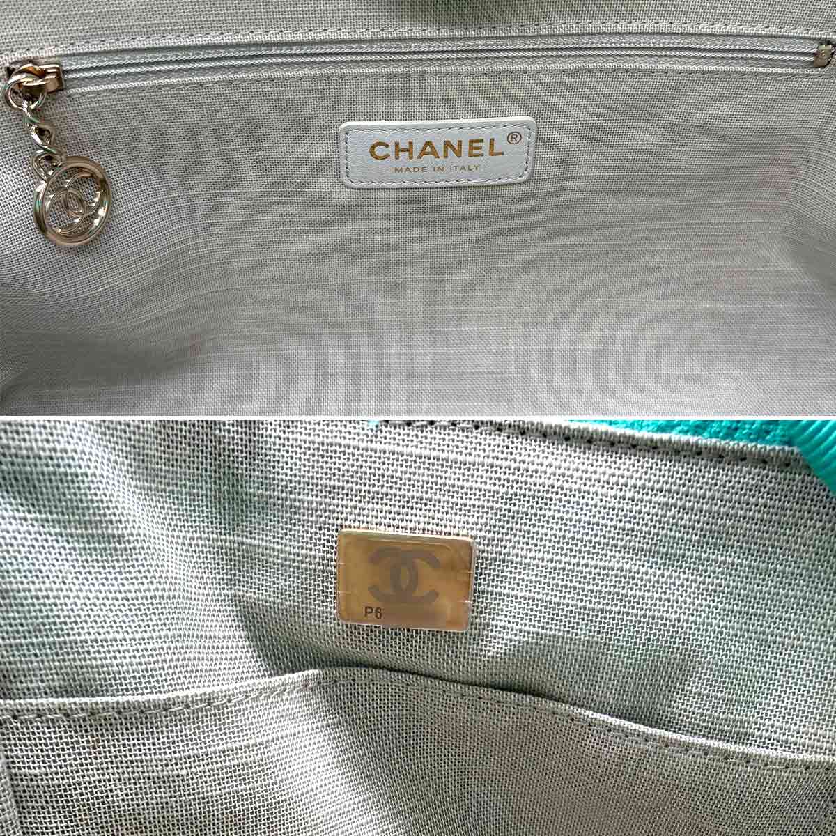 Deauville Small Shopping Tote Chain Shoulder Bag Blue AS3257