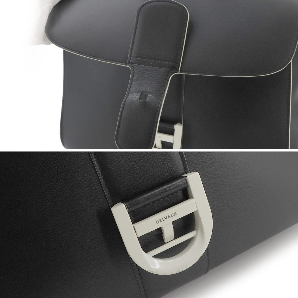 Brillant MM Hand Shoulder Bag Leather Black White Magritte