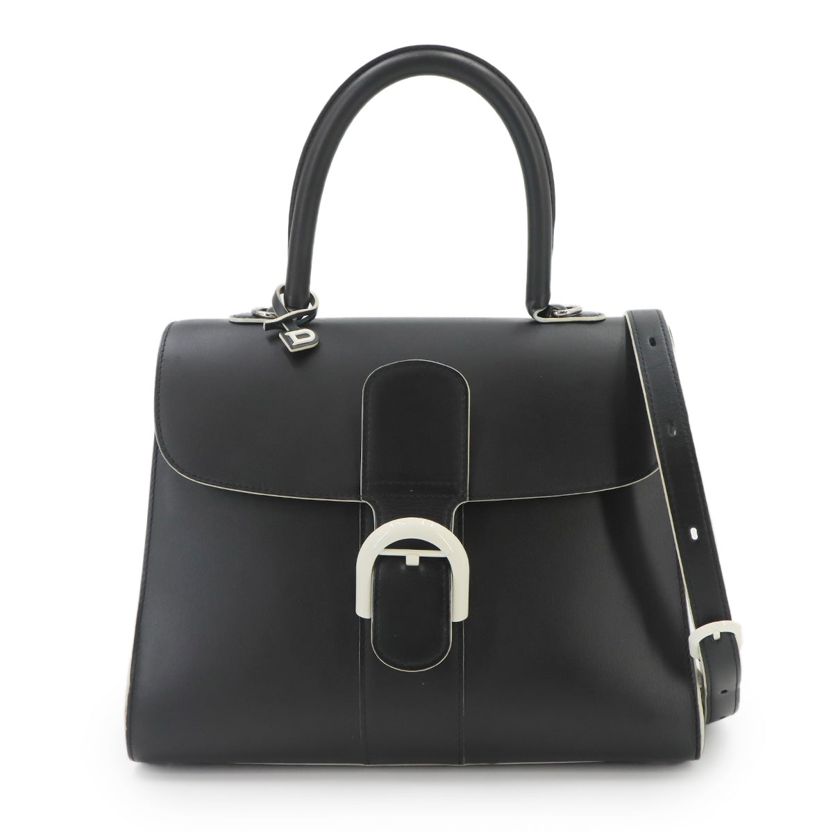 Brillant MM Hand Shoulder Bag Leather Black White Magritte