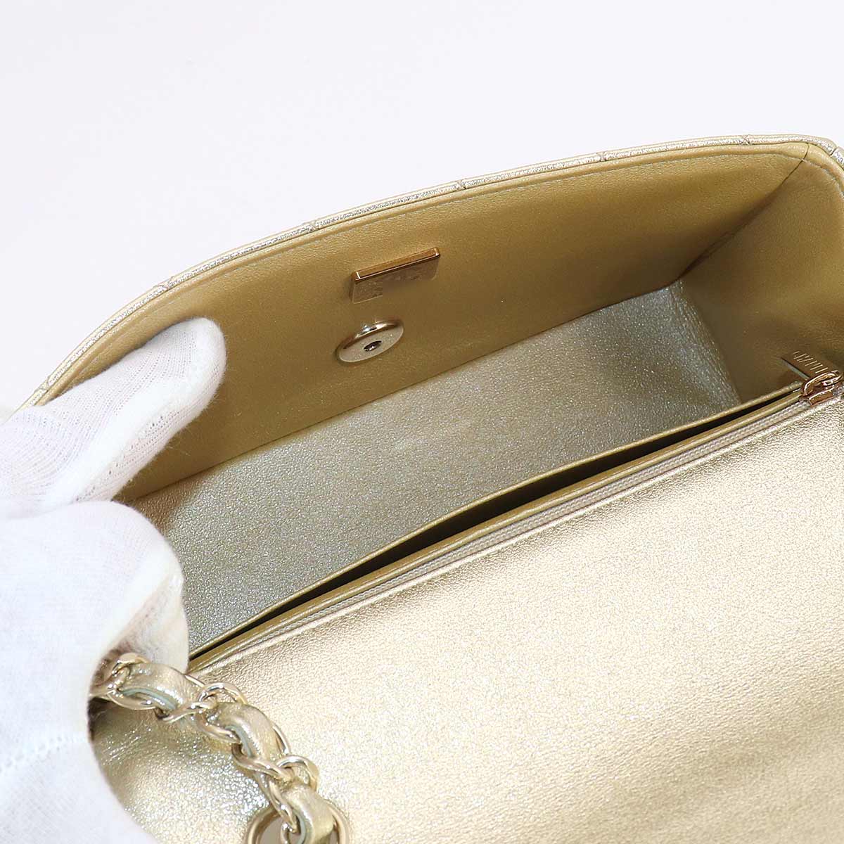 Mini Matelasse 20 Chain Shoulder Bag Leather Gold A69900 Purse