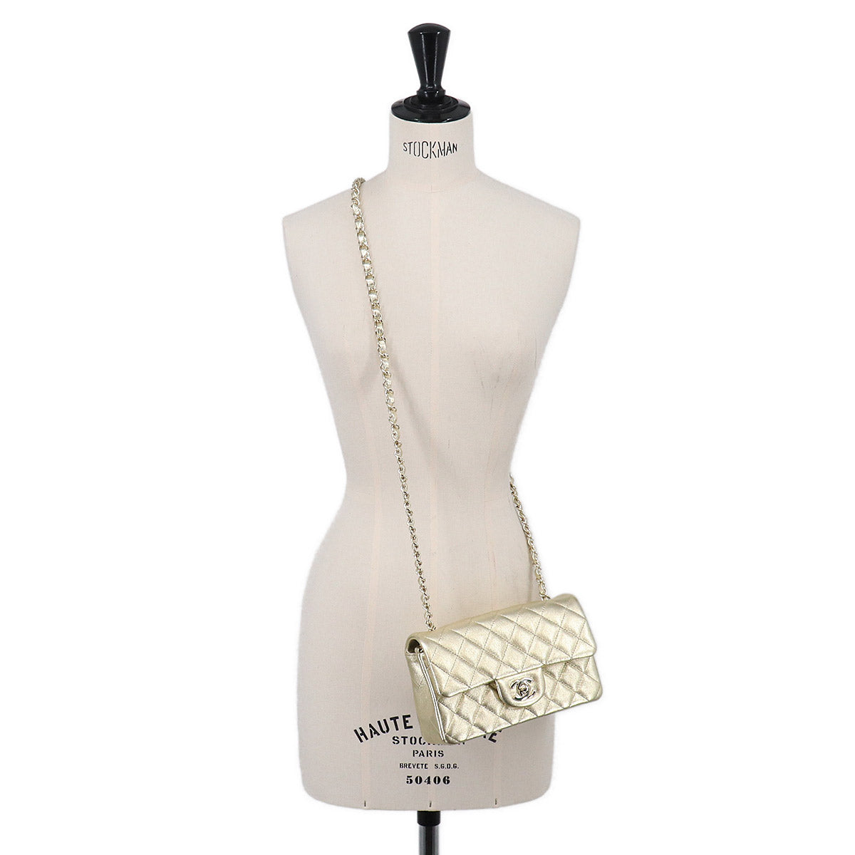 Mini Matelasse 20 Chain Shoulder Bag Leather Gold A69900 Purse
