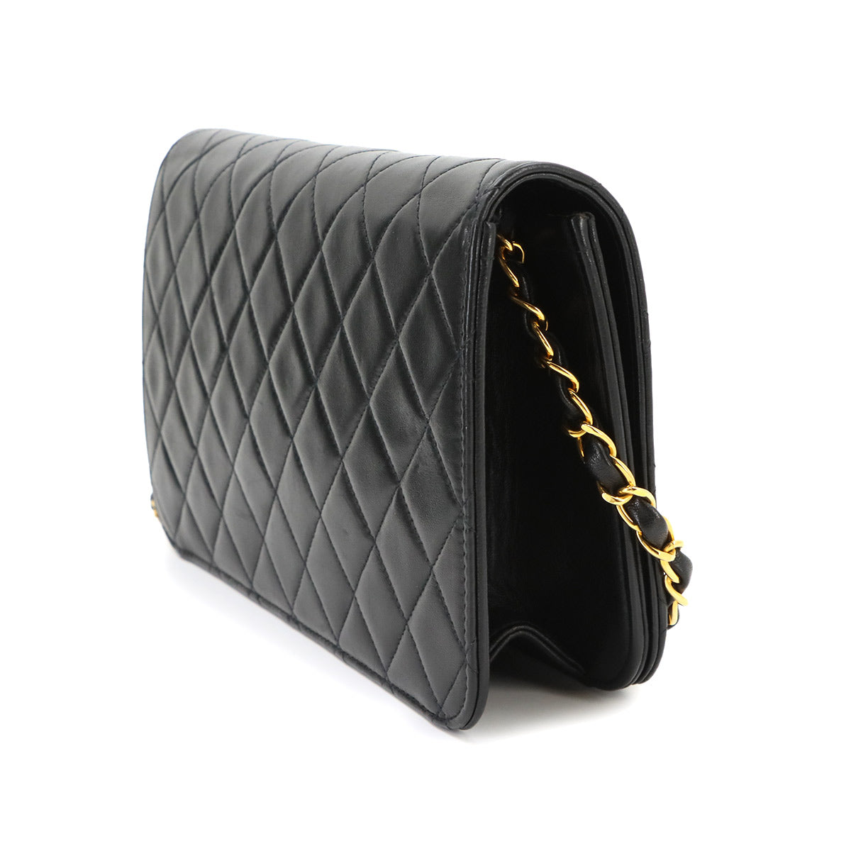Matelasse Chain Shoulder Bag Leather Black A03568 Vintage