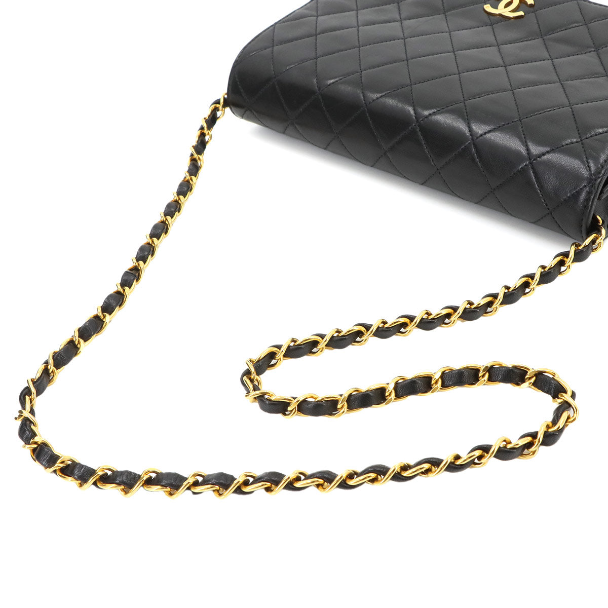 Matelasse Chain Shoulder Bag Leather Black A03568 Vintage