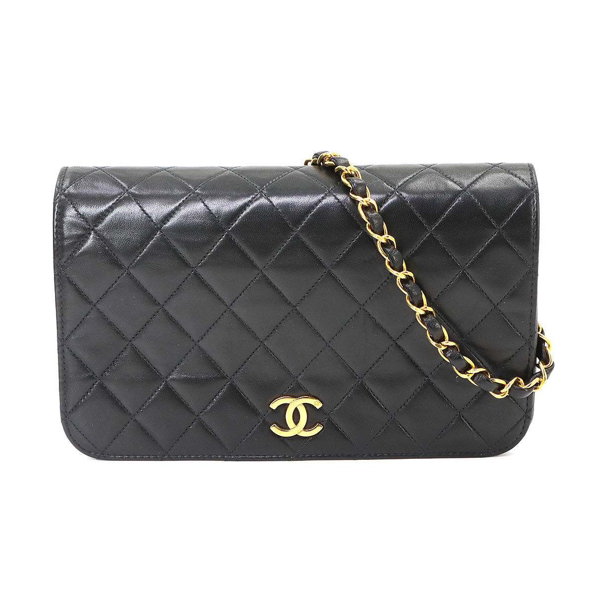 Matelasse Chain Shoulder Bag Leather Black A03568 Vintage