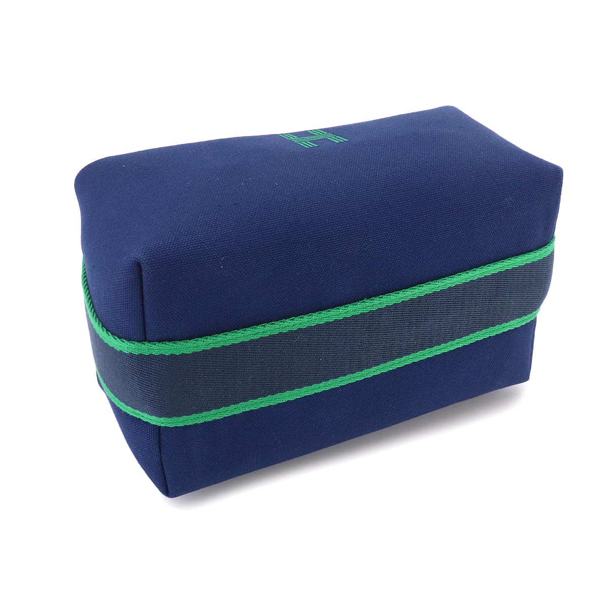Bride a Brac PM Hand Bag Toile H Blue Marine Green Pouch