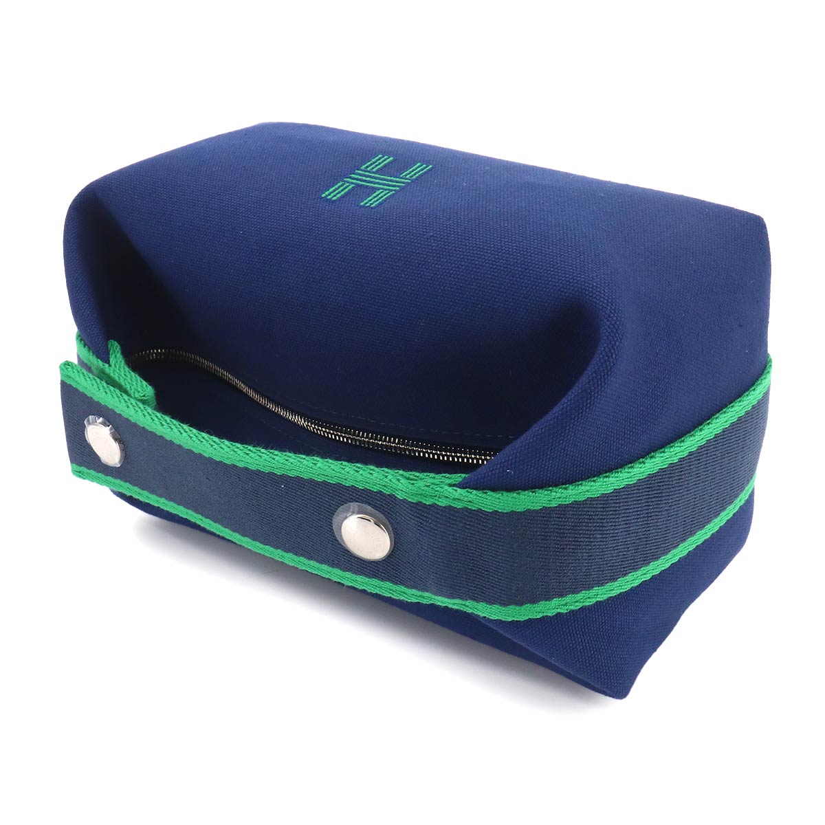 Bride a Brac PM Hand Bag Toile H Blue Marine Green Pouch