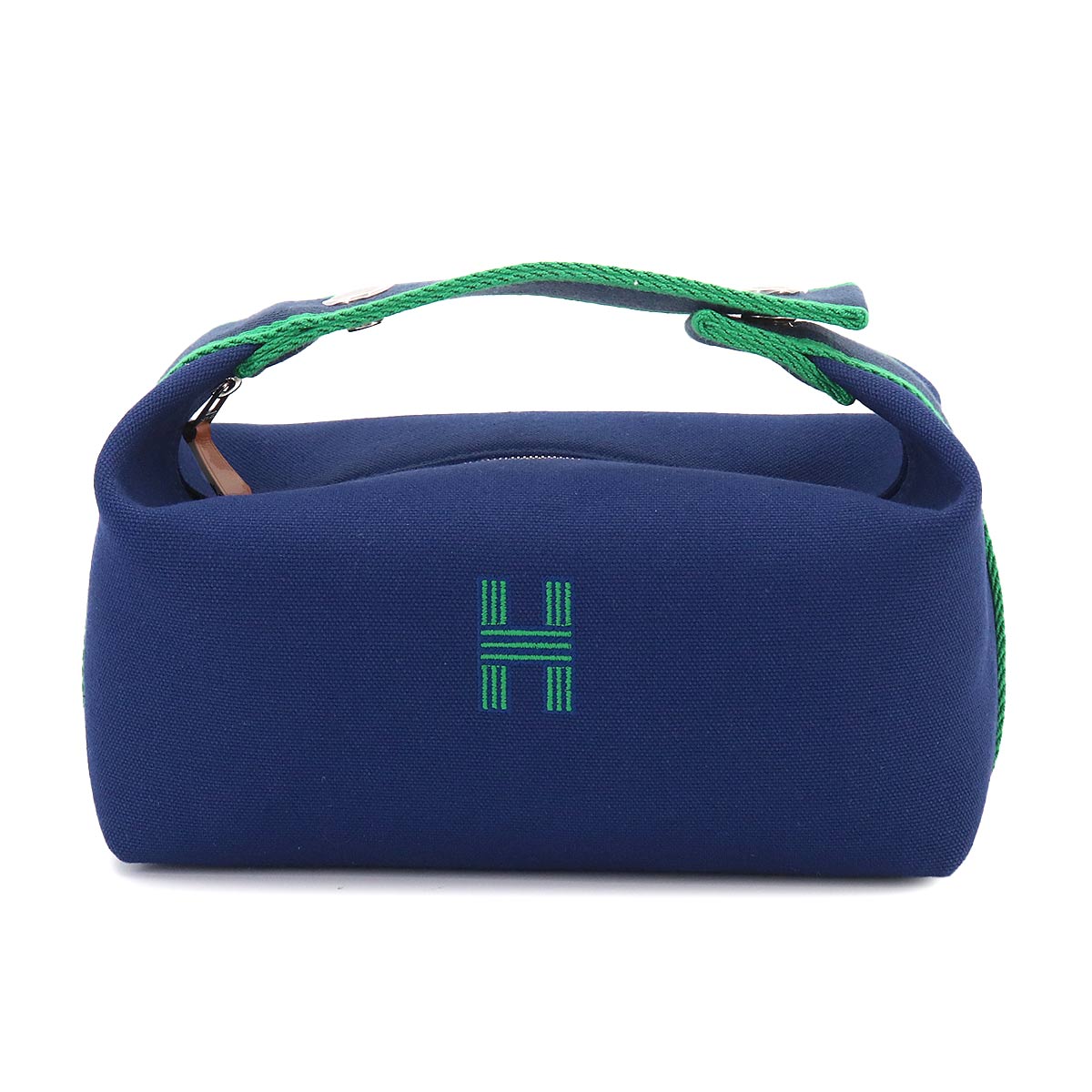 Bride a Brac PM Hand Bag Toile H Blue Marine Green Pouch