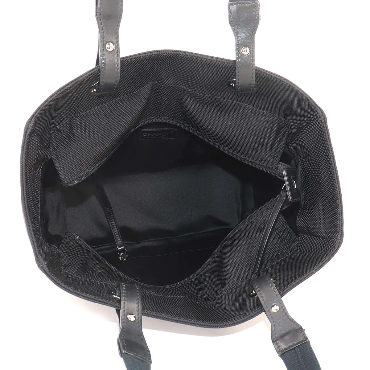 Paris Biarritz MM Tote Bag Canvas Nylon Leather Black A34209