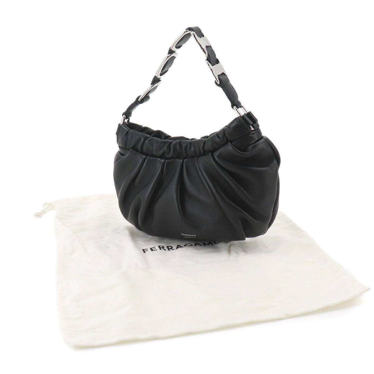Hug Mini Hand Bag Leather Black Purse