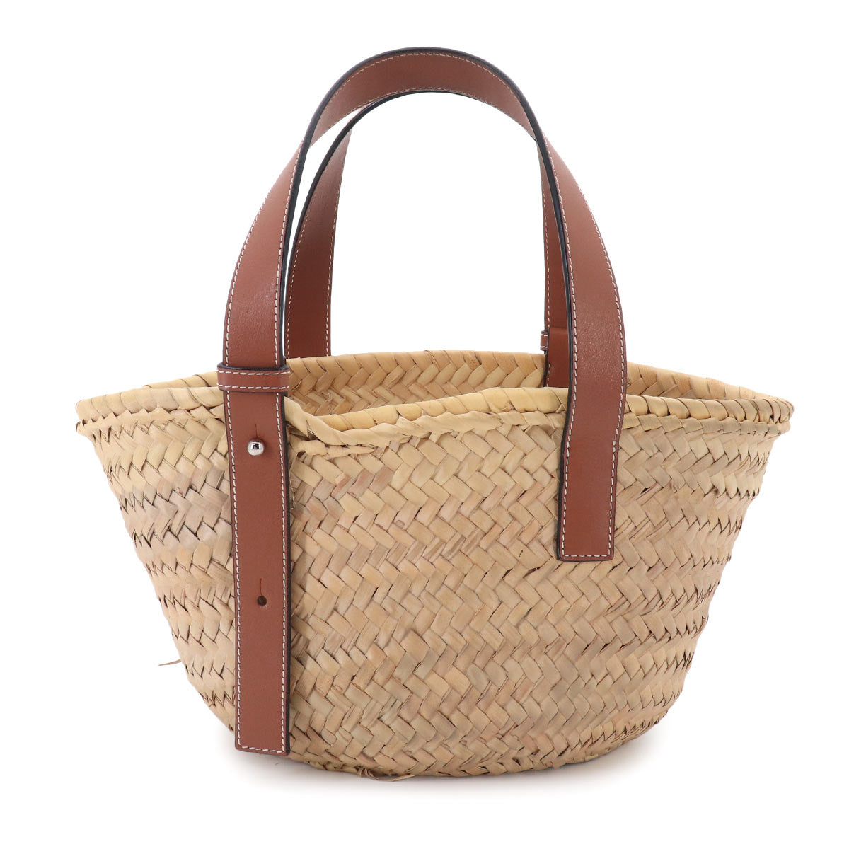 Basket Bag Small Raffia Leather Natural Tan Purse Brown