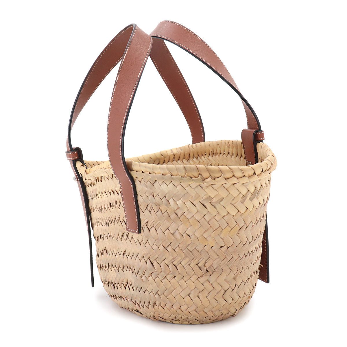 Basket Bag Small Raffia Leather Natural Tan Purse Brown