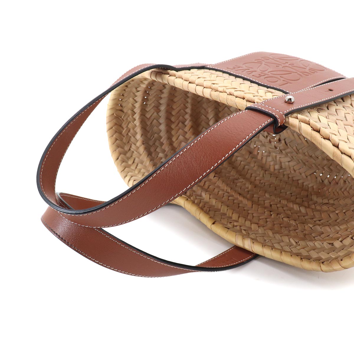 Basket Bag Small Raffia Leather Natural Tan Purse Brown