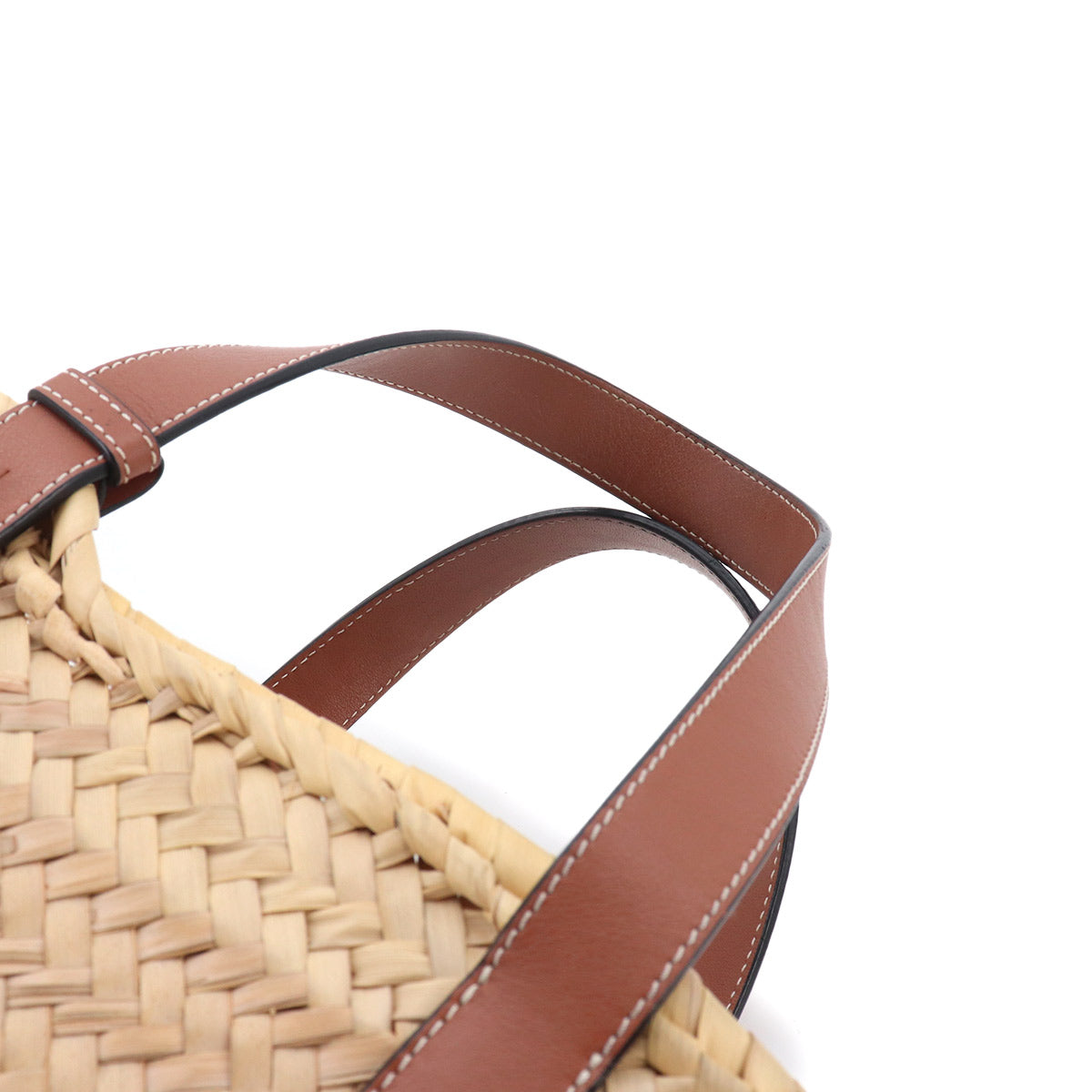 Basket Bag Small Raffia Leather Natural Tan Purse Brown