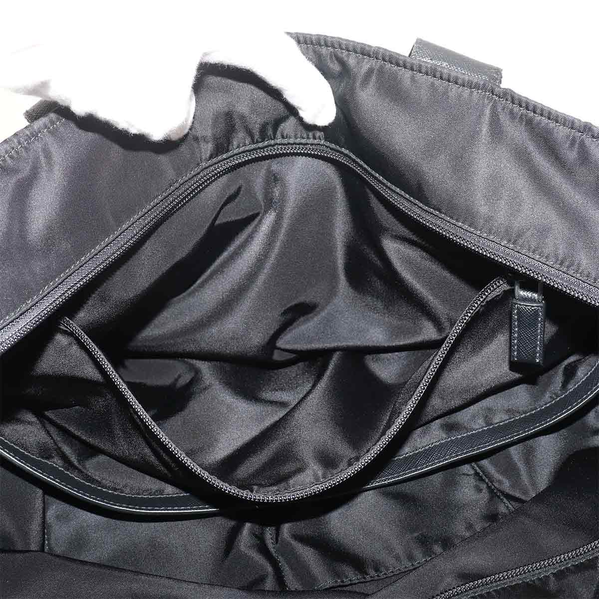 Tote Bag Nylon Saffiano Leather Nero Black