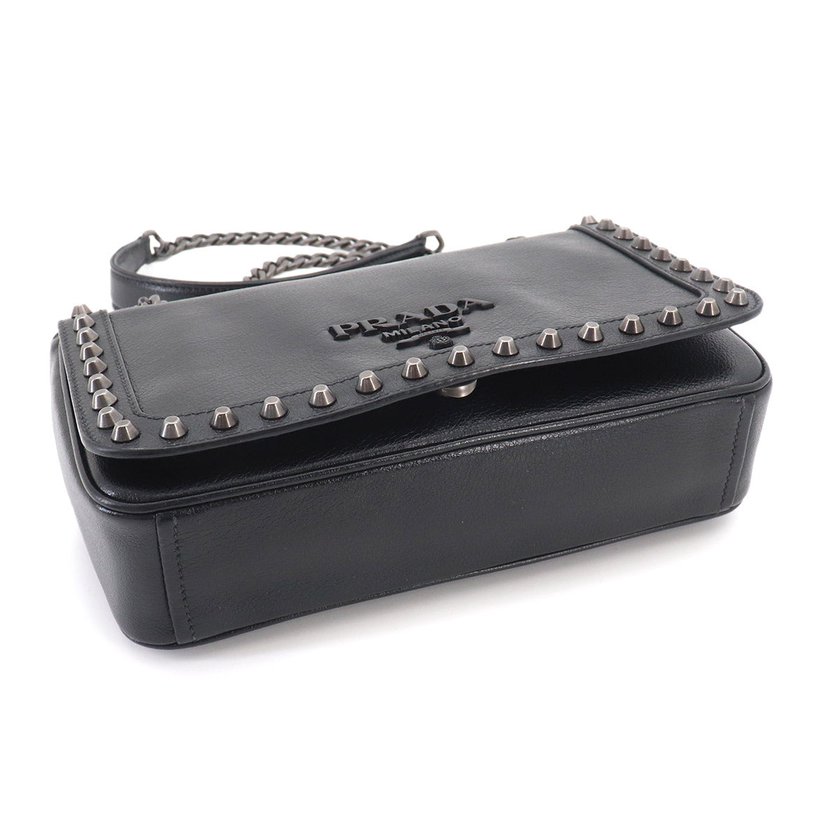 Studsa Chain Shoulder Bag Leather Black 1BD147 Purse