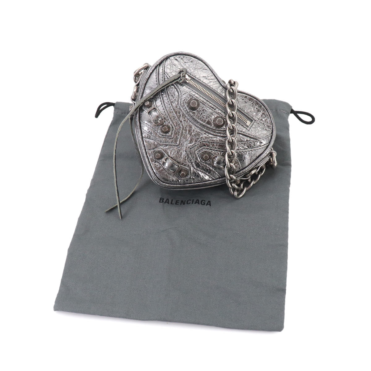 Le Cagole Heart Mini Shoulder Bag Metallic Silver 722781