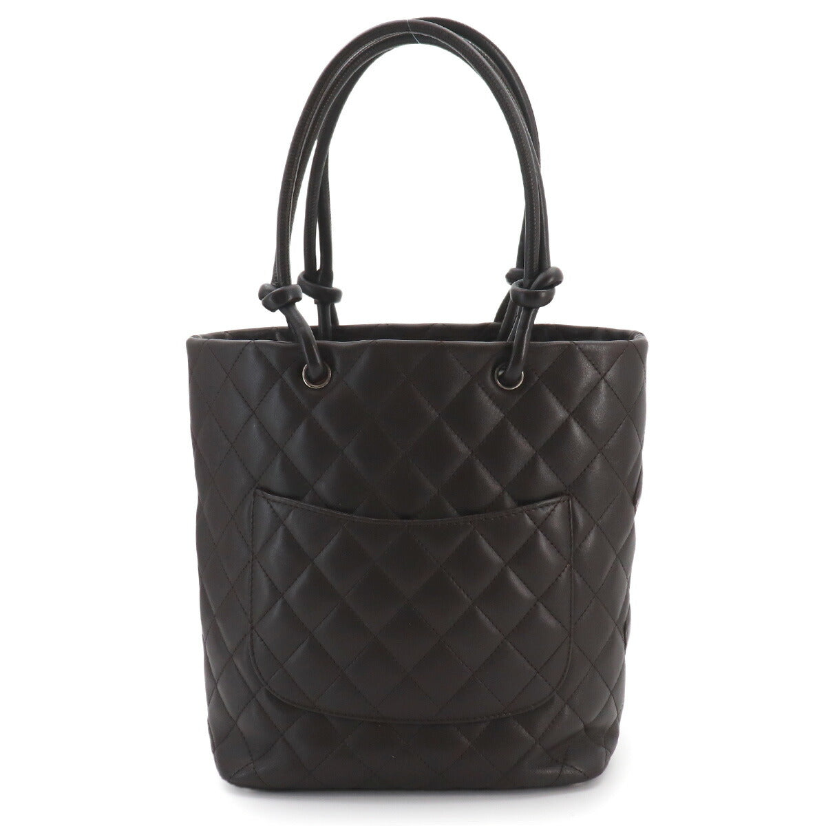 Cambon Line Medium Tote Bag Leather Enamel Brown A25167 Purse