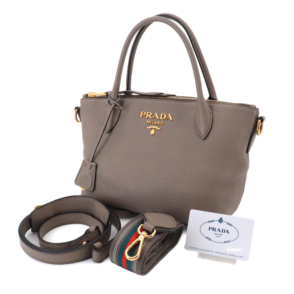 2way Hand Shoulder Bag Leather Gray 1BA111 Purse