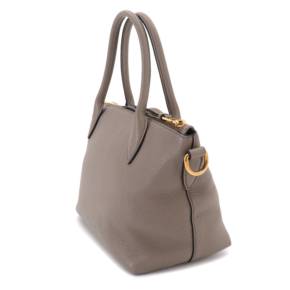 2way Hand Shoulder Bag Leather Gray 1BA111 Purse