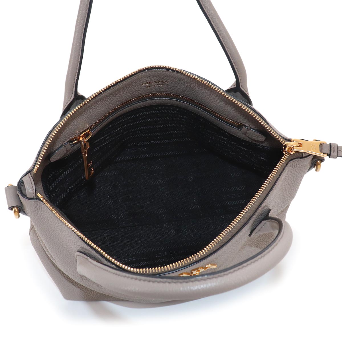 2way Hand Shoulder Bag Leather Gray 1BA111 Purse