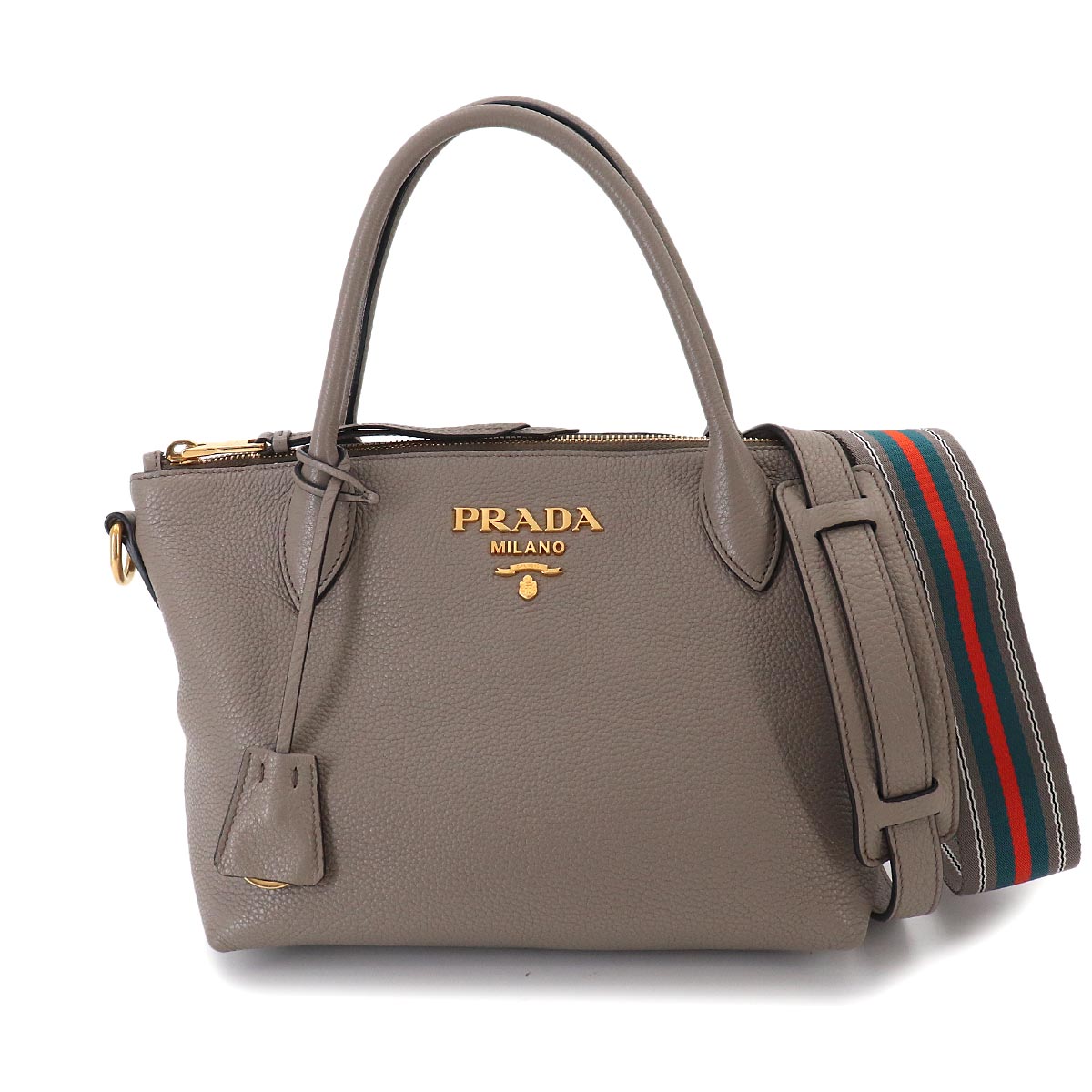 2way Hand Shoulder Bag Leather Gray 1BA111 Purse