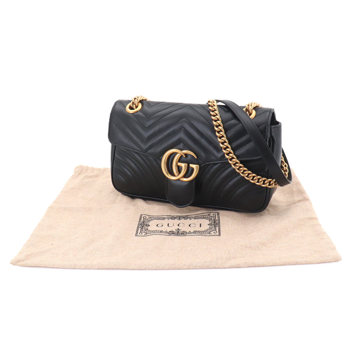 GG Marmont Shoulder Bag Leather Black 443497 Purse