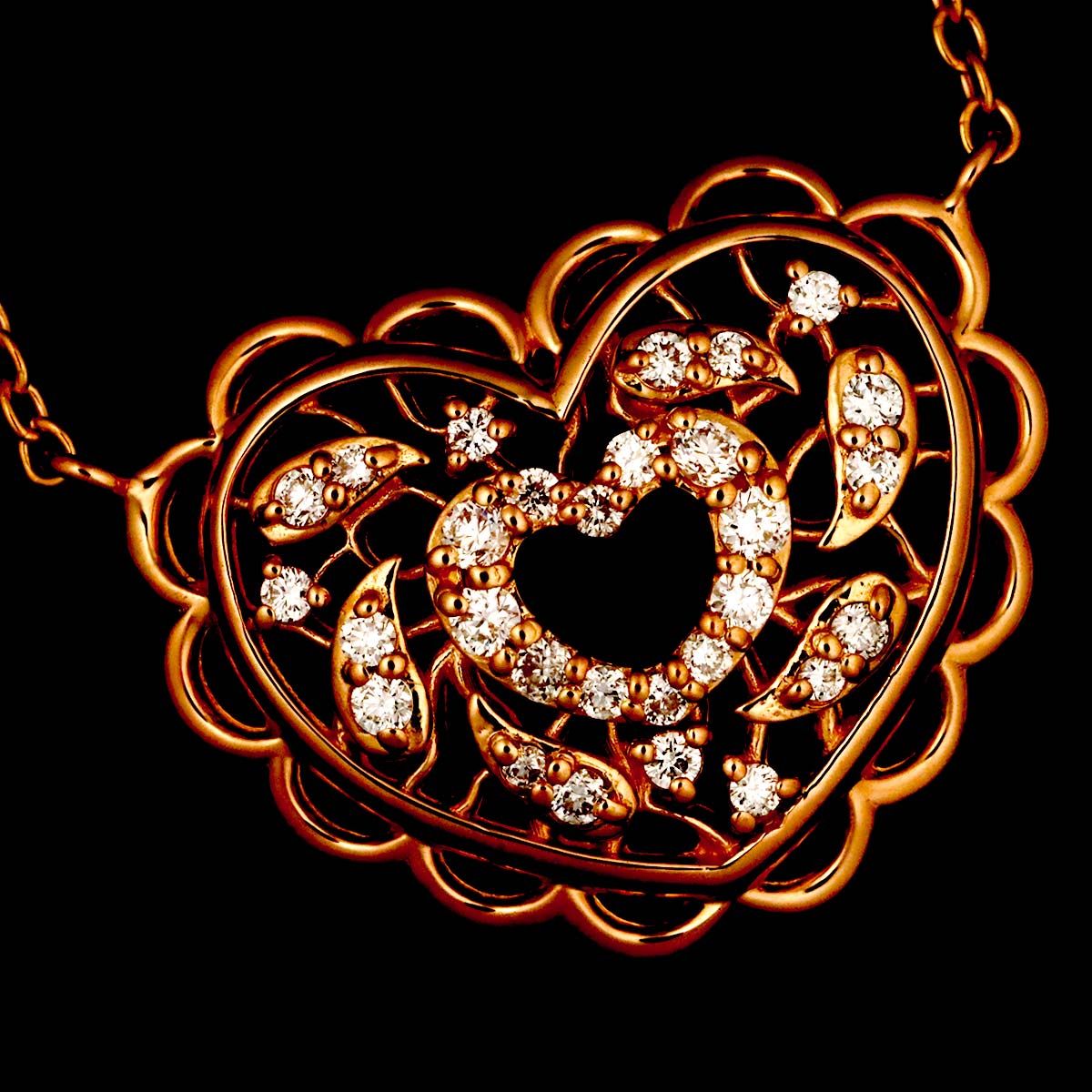 Diamond 0.18ct Necklace 18K Pink Gold 750