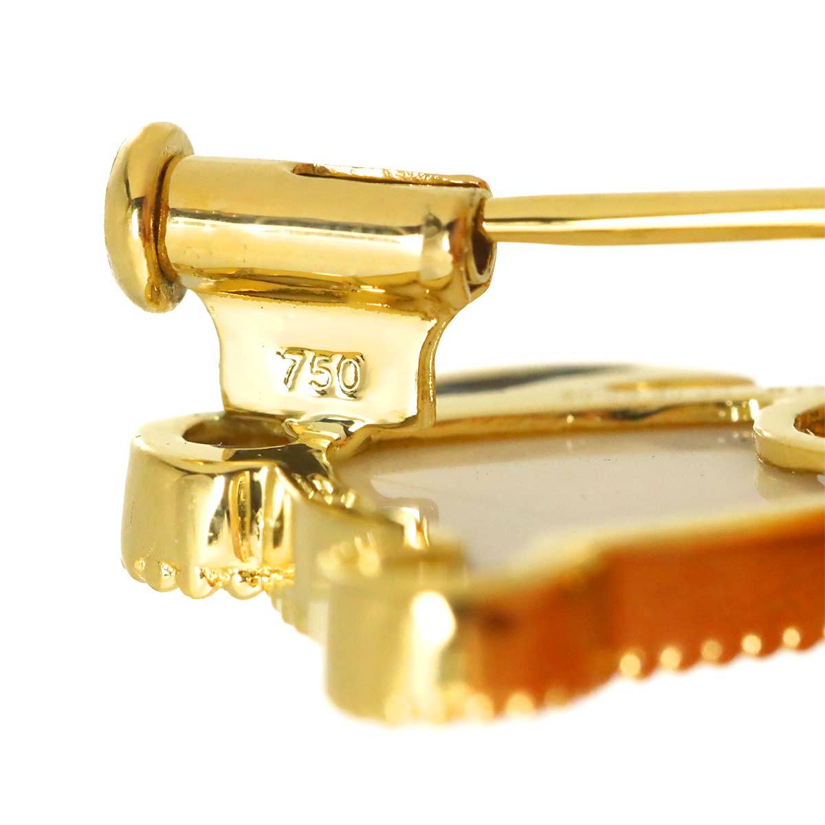 Diamond 0.05ct Sapphire 0.02ct Brooch 18K YG Yellow Gold 750